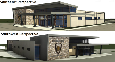El Paso County building mock up from the Southeast and Southwest perspectives