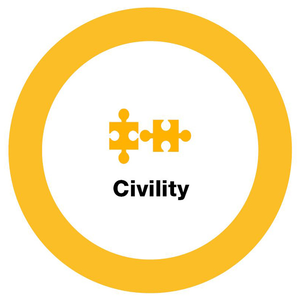 Yellow circle "Civility" with puzzle pieces