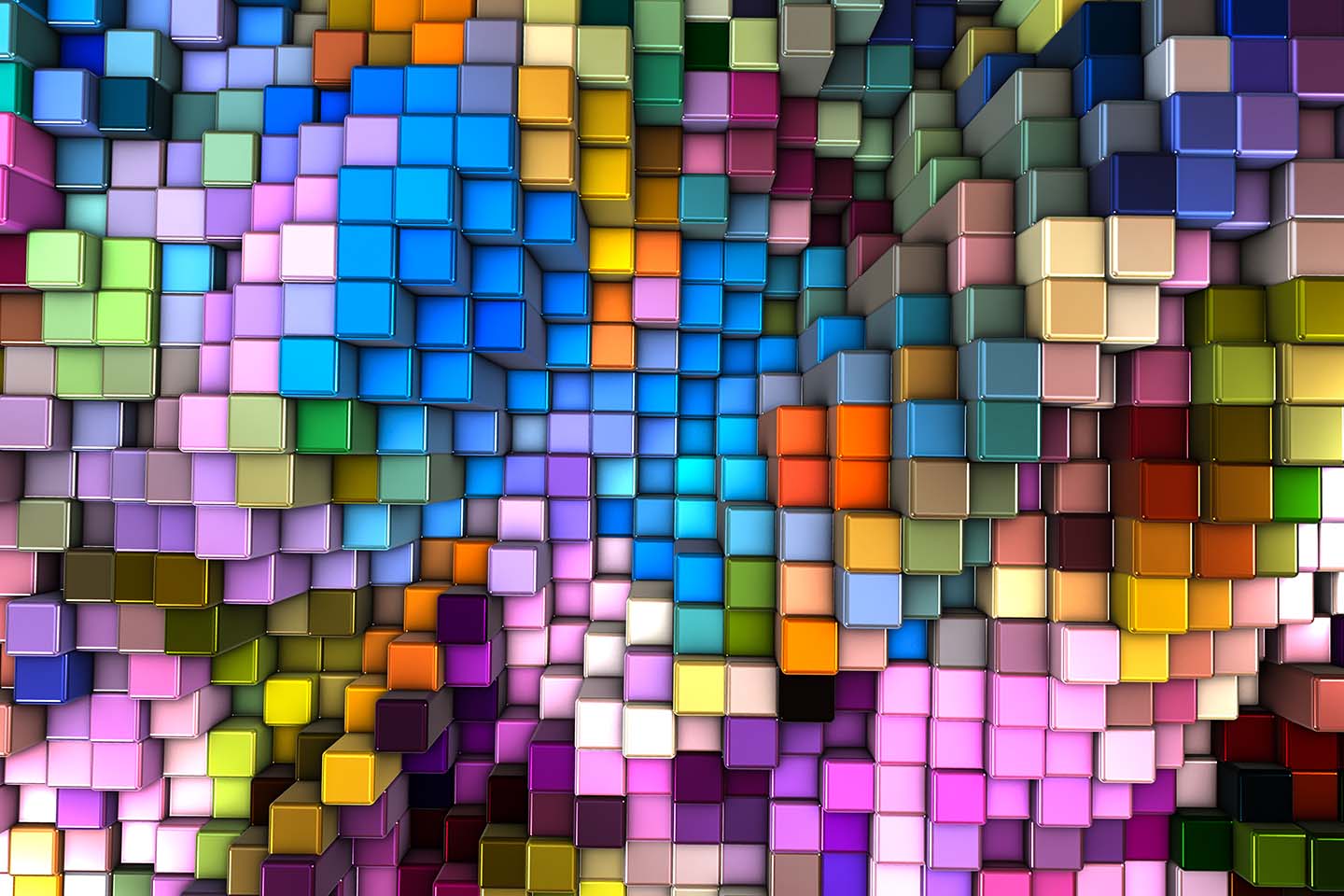 multi-colored 3-D cubes