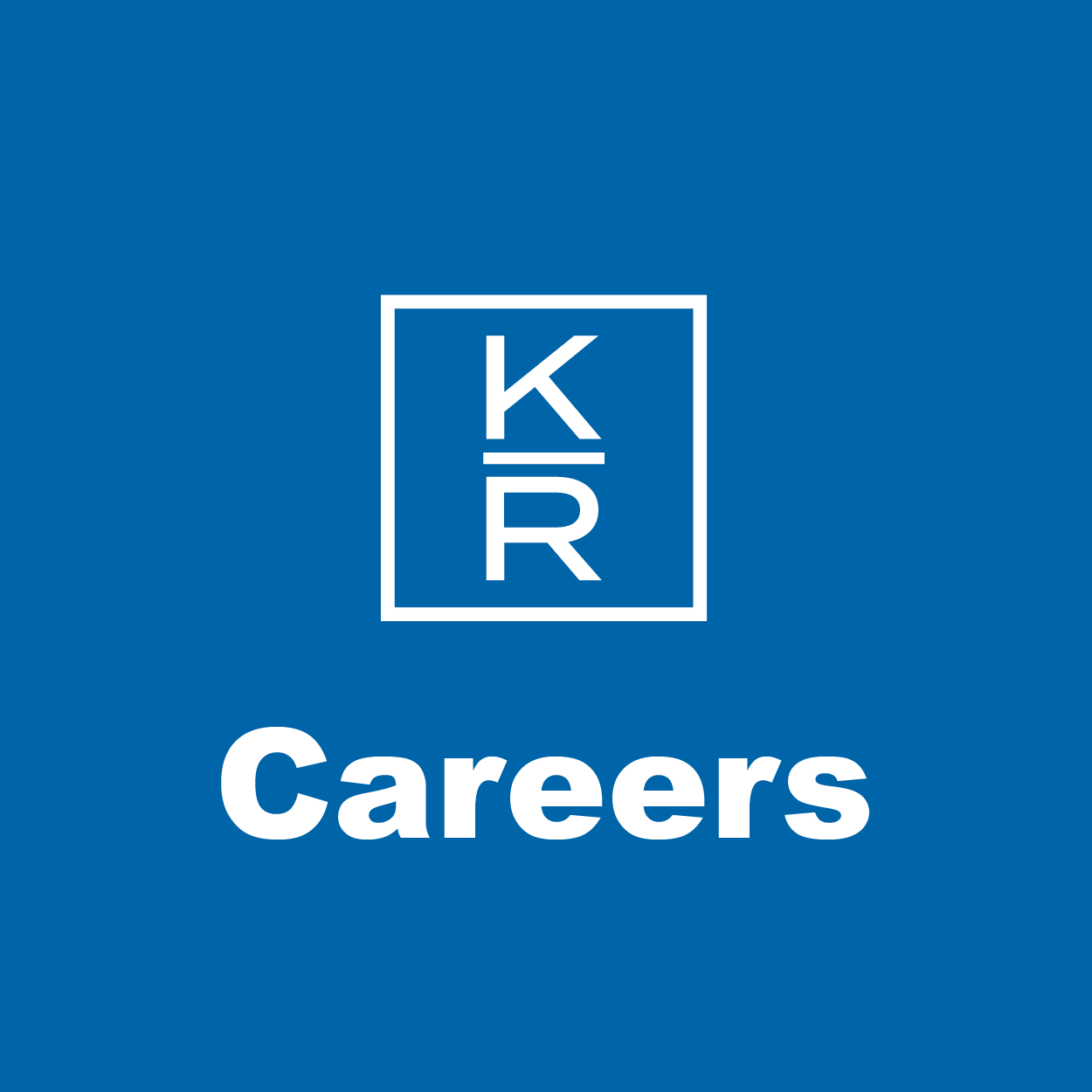 Blue careers button with KR stamp