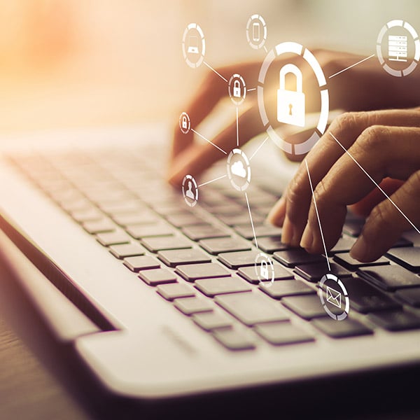 Laptop with Cybersecurity Icons