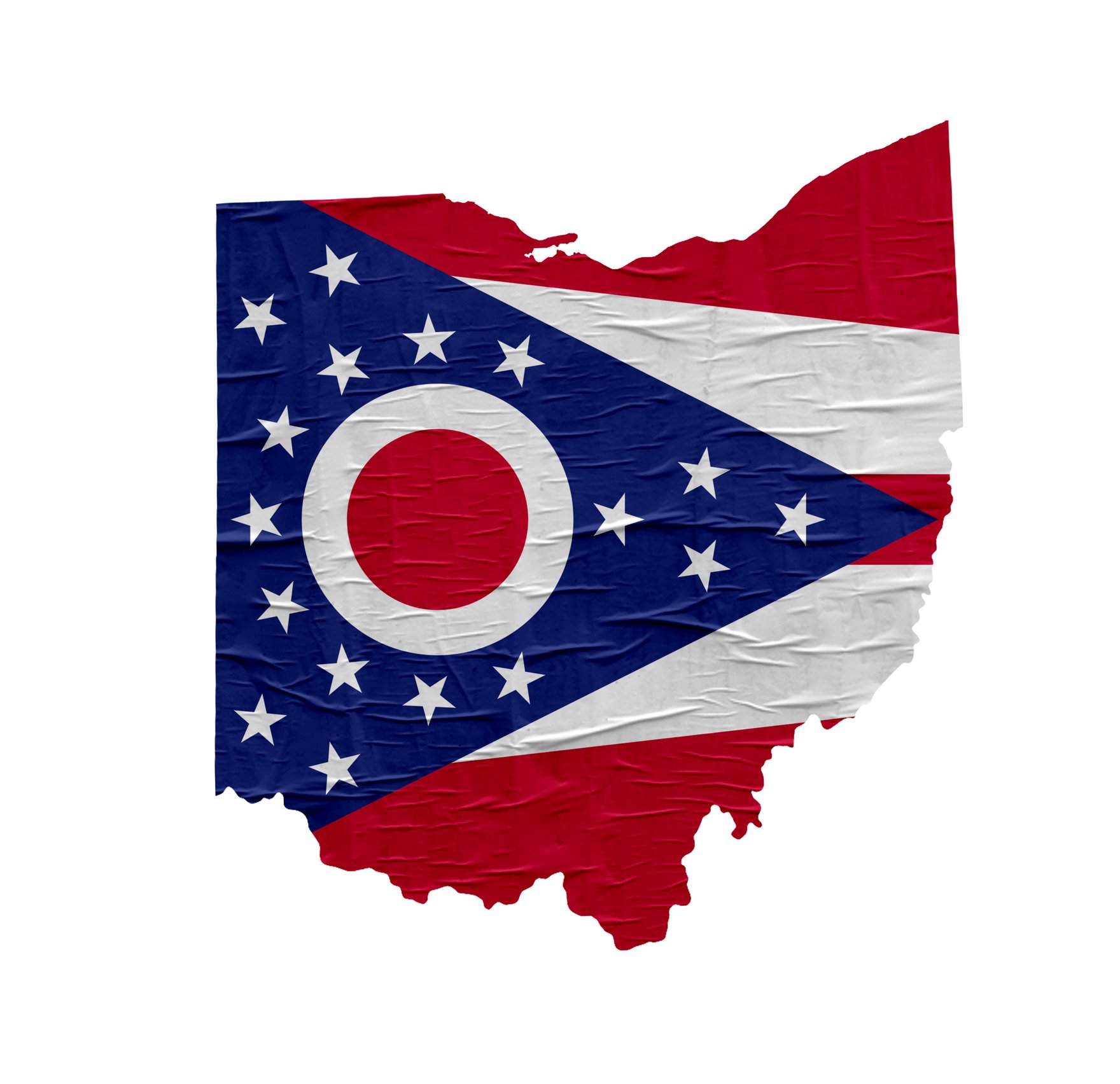 Ohio Flag in the shape of Ohio 